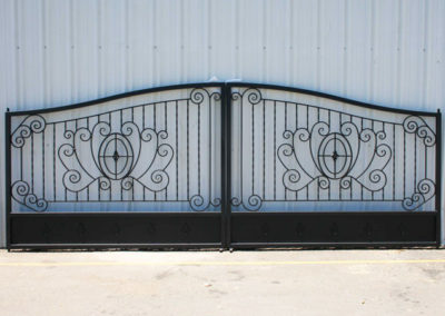 Bell Curve Bi-Parting Driveway Gate w/ Custom Scrolls & Recessed Bottom Panel