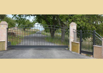 Arch Top Driveway & Pedestrian Gates w/ Matching Fencing