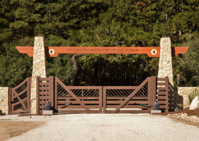 Ranch Style Bi-Parting Driveway Gate w/ Complimentary Pedestrian Gate & Grand Entryway