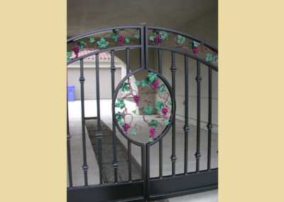 Detail – Hand Forged & Painted Grape Vine Window & Top