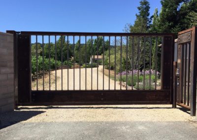 Flat Top Driveway & Pedestrian Gates w/ Rustic Reclaimed Wood Panels