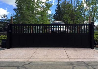 Flat Top Driveway Gate w/ Open Slat Top & Bottom Recessed Panels