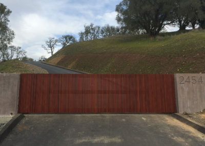Flat Top Driveway Gate w/ Vertical Wood Slats