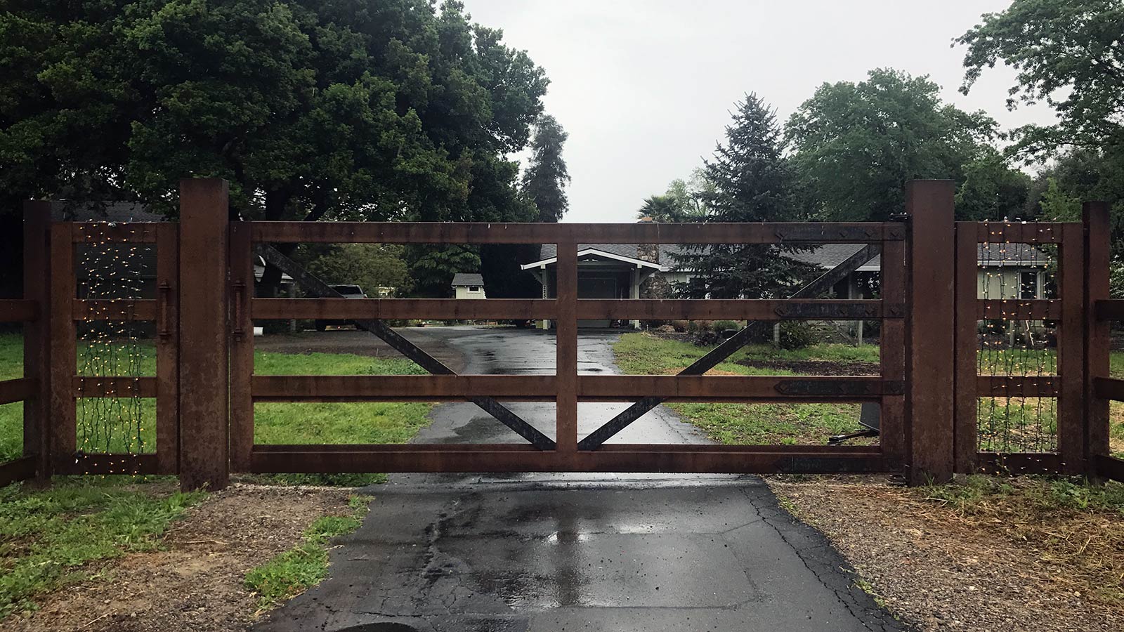 Flat Top Driveway Gates Custom Wrought Iron Ornamental Steel