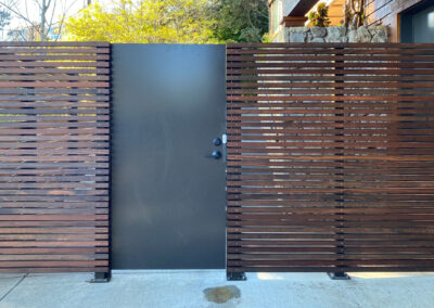 Solid Metal Pedestrian Door w/ Horizontal Wood Privacy Screen