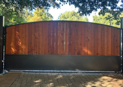 Arch Top Driveway Gate w/ Wood Fill and Metal Bottom Panel