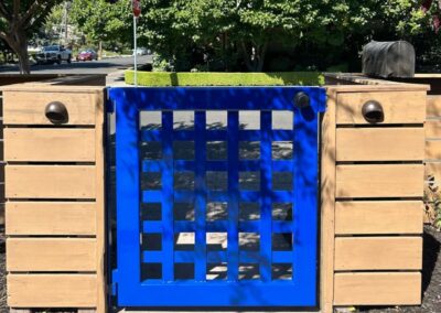 Flat Top Pedestrian Garden Gate - Bold Blue w/ Open Squares